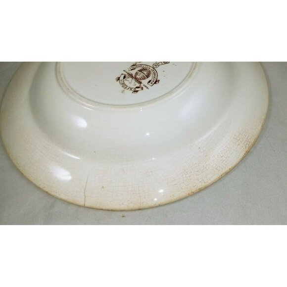 W.H. Grindley Daffodil Brown White Transferware Ironstone Bowl Ca. 1880s Vintage - Picture 7 of 16